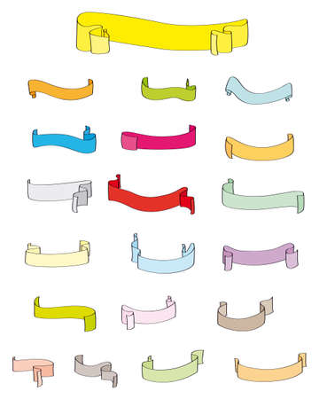 assortment of Parchment Banners in different shape and colourのイラスト素材