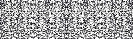horizontal pattern in damask style, black and white seamless textureのイラスト素材