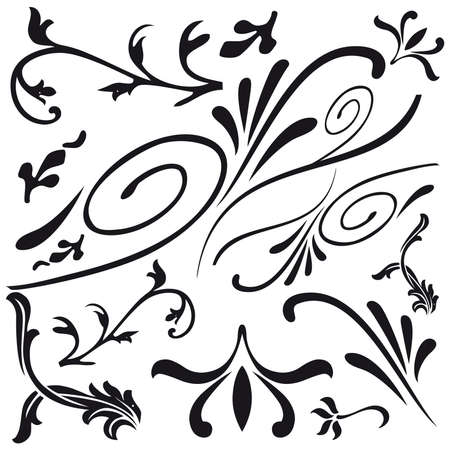 leaf and flower design classical decorationsのイラスト素材