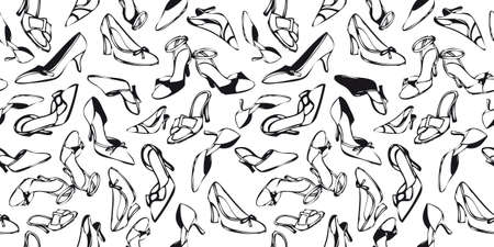 shoes seamless texture in blackのイラスト素材