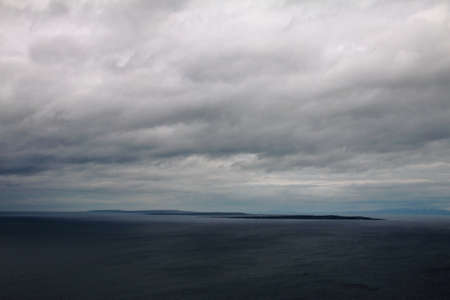 Aran Islands viewed from the Cliffs of Moher, Irelandの写真素材