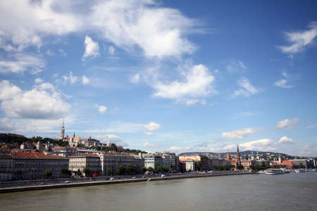 Buda shore and river Danube, Budapestの写真素材