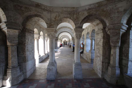 Arches down Fishermen's ramparts in Budapest, Hungaryのeditorial素材