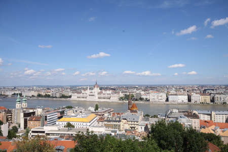 Landscape of Budapest, along river Danubeの写真素材
