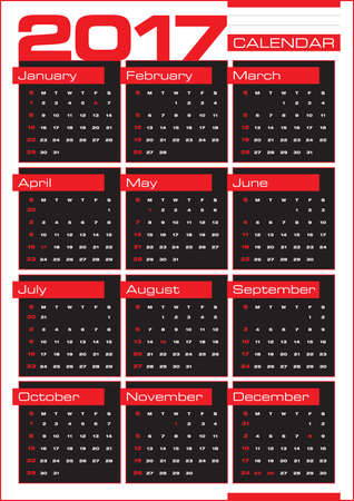 2017 calendar with black squares monthsのイラスト素材