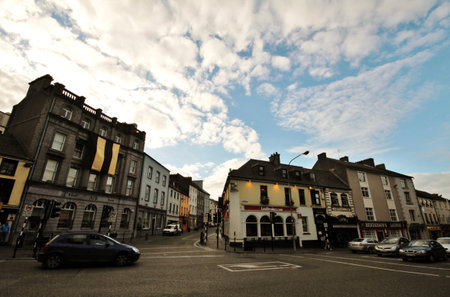Crossroad with cars in Kilkenny, Irelandのeditorial素材