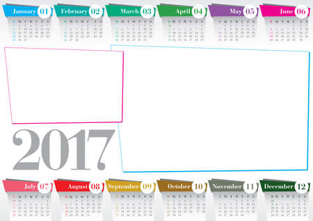calendar 2017 with two frames blankのイラスト素材
