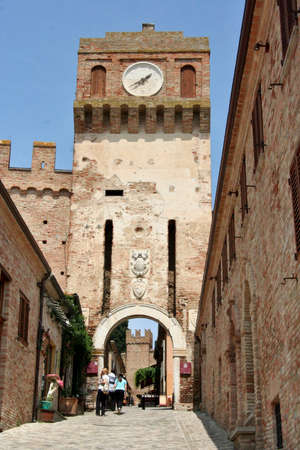 Main tower with clock in Gradara Castle, central Italyのeditorial素材