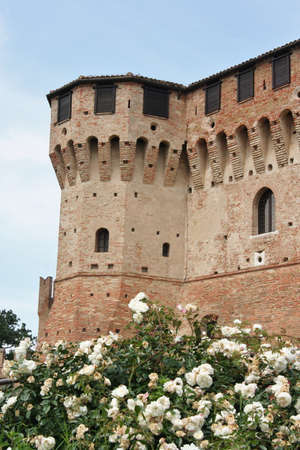 Wall and tower of Gradara castle, italyのeditorial素材