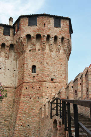 Wall and tower of castle in Gradara Marche region, italyのeditorial素材