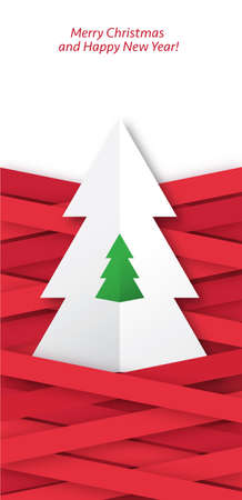 Christmas greetings card with folded paper treeのイラスト素材