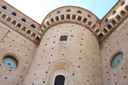detail of architecture of Loreto sanctuary, Marche, central Italyの写真素材