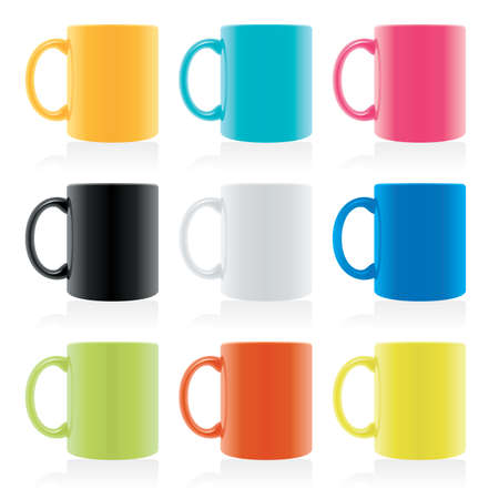 set of mixed coloured mugsのイラスト素材