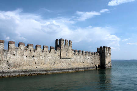 Wall Side of Sirmione Castle on Garda Lakeのeditorial素材