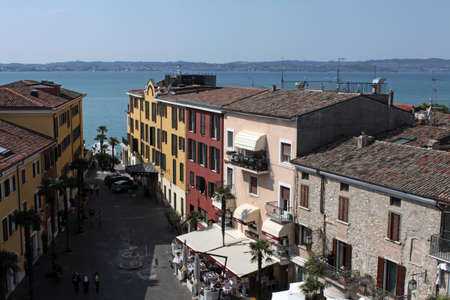 Sirmione downtown and Garda lake, Italyのeditorial素材