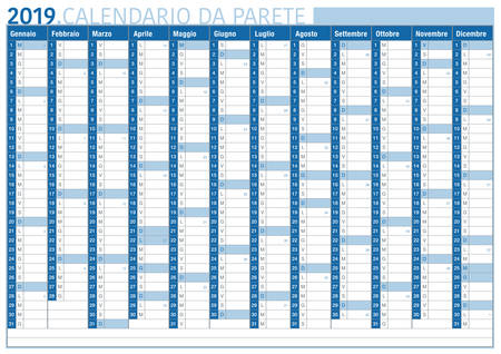 italian commercial and business wall calendar 2019 with space for text and number of weeksのイラスト素材