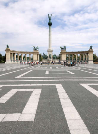 Heroes square with memorial monument in part of Pest of city of Budapest, Hungaryのeditorial素材