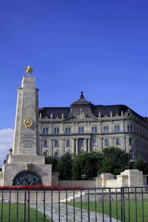 Russian memorial monument in Budapest downtwon, near Parliament. Hungaryのeditorial素材