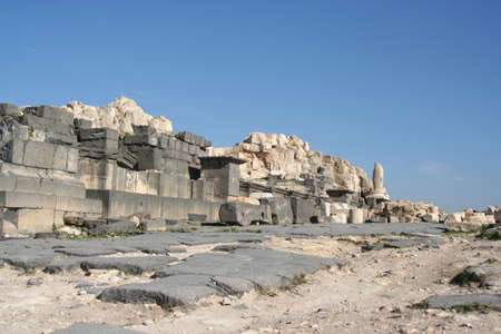 Paved road ruins in roman city of Umm Quais, Jordan, Middle Eastの写真素材