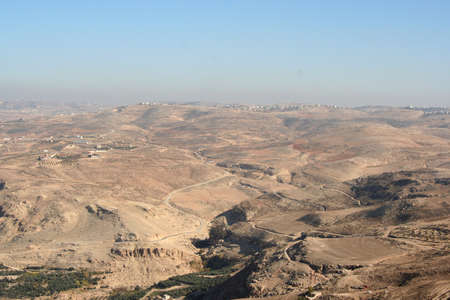 Jordan, landscape from mount Nebo, known as the point where Moses saw the Holy Landの写真素材