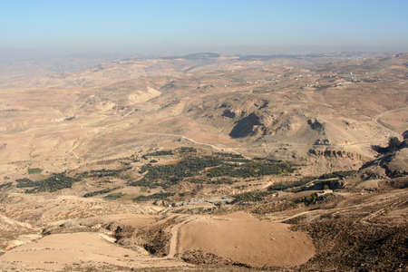 Jordan, landscape from mount Nebo, known as the point where Moses saw the Holy Landの写真素材