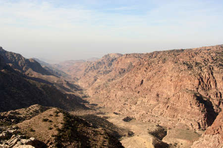 landscape of a canyon in Dana Reserve, Jordanの写真素材
