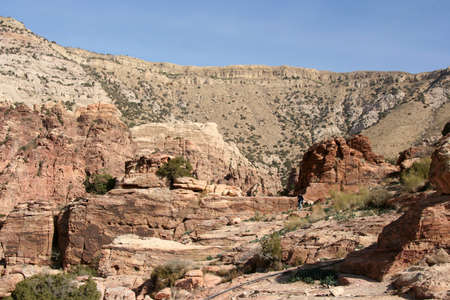 red stones in Dana reserve main canyon, Jordanの写真素材