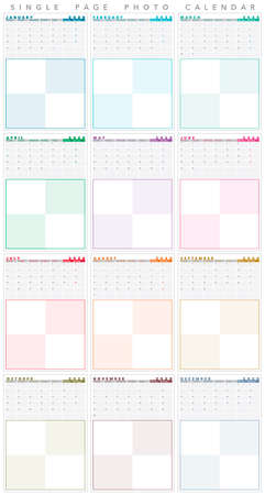basic 2020 calendar with big photo frame, single pages, englishのイラスト素材