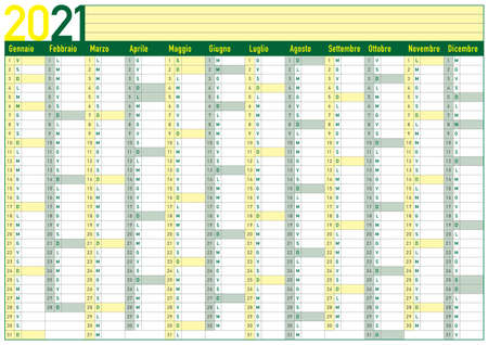 Big wall calendar and planning for 2021, italian version, business toolのイラスト素材