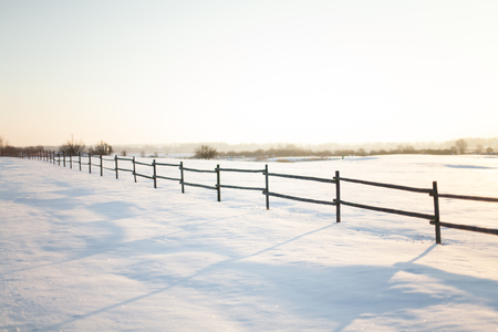 Sunset in the countryside on a cold nightの写真素材
