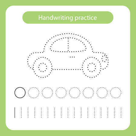 Car. Kids toys theme. Handwriting practice sheet. Vector illustrationのイラスト素材