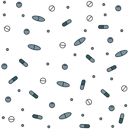 Seamless pattern with pills and tablets on white background.のイラスト素材