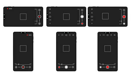 Camera screen phone mobile interface app. Smartphone photo viewfinder ui vector template designのイラスト素材