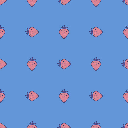 Seamless vector pattern with simple strawberry icon. Food pattern illustration for poster, banner,...