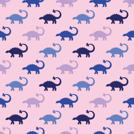 Seamless pattern with dinosaurs silhuettes. Creative vector childish background for fabric, textile, wrappingのイラスト素材