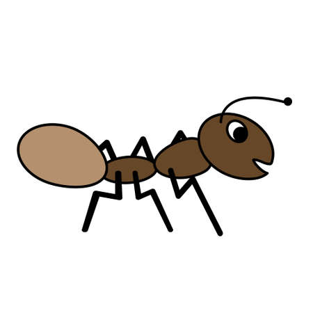 Brown ant cartoon illustration for children. Isolated on white backgroundのイラスト素材