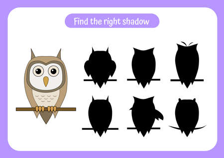 Educational game for children. Find two same owls. Trains attention and concentration. Worksheet for preschool activity.のイラスト素材