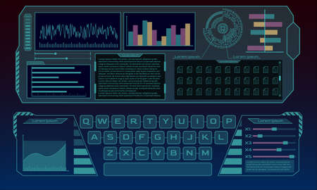 HUD and UI vector elements. Futuristic user interface with graphs and diograms. Vector illustrationのイラスト素材