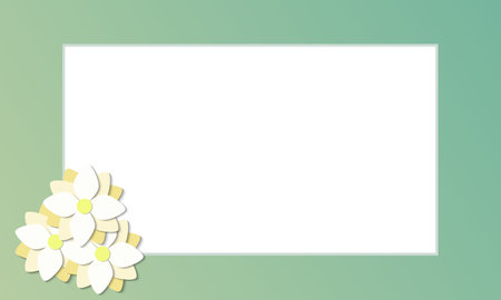 Gradient green frame with paper cut flowers. Vector illustration.のイラスト素材