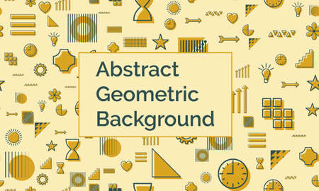 Abstract vector geometric background with different icons for books, presentations.のイラスト素材