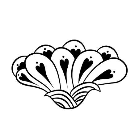 Hand drawn doodle flowers. Black and white line art. Vector illustration.のイラスト素材