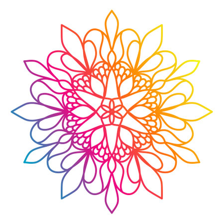 Ornamental rainbow mandala, colorful indian pattern design. vector illustration.のイラスト素材