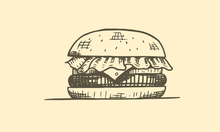 Hand drawn sketch vector illustration of hamburger.のイラスト素材