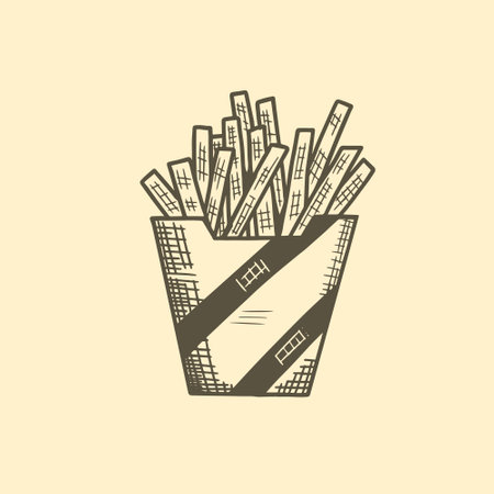 French fries hand drawn sketch vector illustration.のイラスト素材