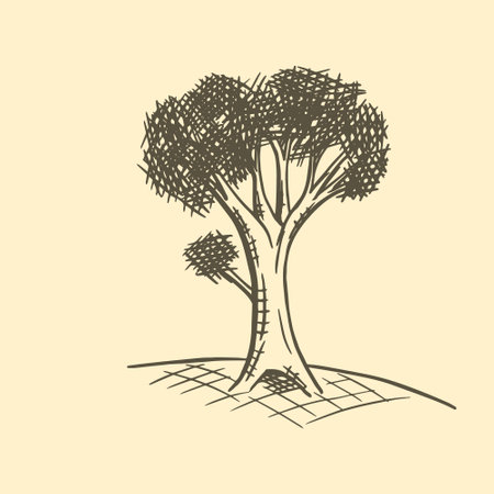 Isolated hand drawn sketch vector illustration of tree.のイラスト素材