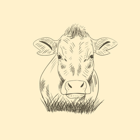 Hand drawn sketch vector illustration of cow.のイラスト素材