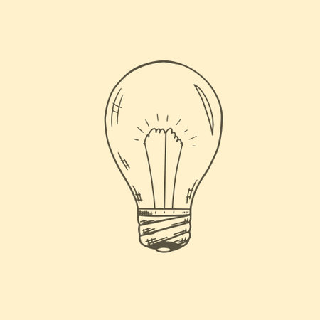 Hand drawn sketch vector illustration of light bulb.のイラスト素材