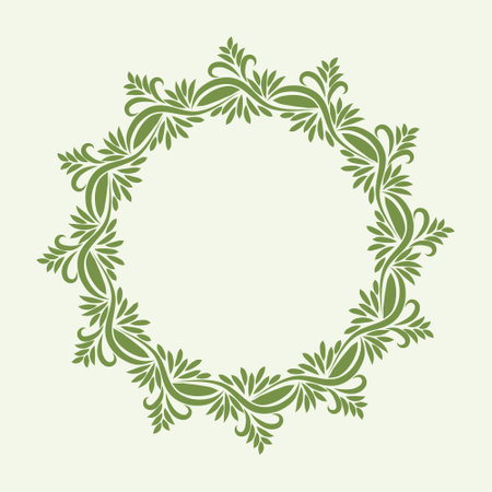 Vector floral leaves frame with blank space isolatedのイラスト素材
