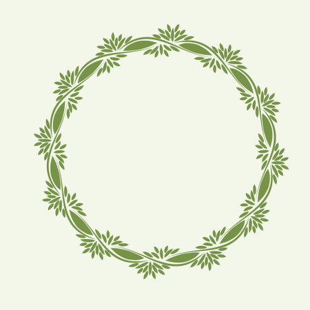 Vector floral leaves frame with blank space isolatedのイラスト素材