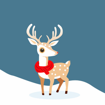 Little cute Christmas deer in flat, cartoon style.のイラスト素材